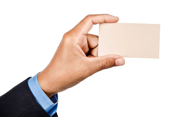 Hand of businessman holding blank business card. — Stock Photo, Image