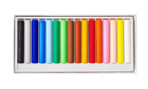 Huile pastels couleur dans la boîte isolée sur fond blanc . — Photo