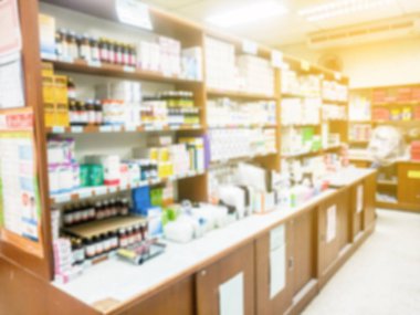 Eczane mağaza içinde arka plan bulanıklık.
