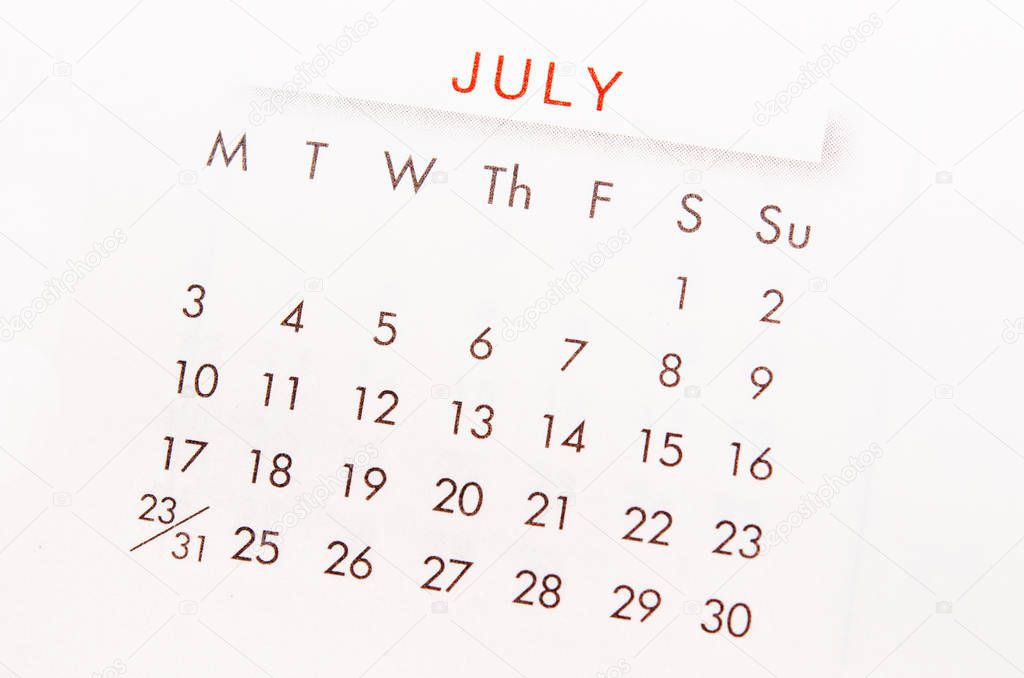 July calendar page.