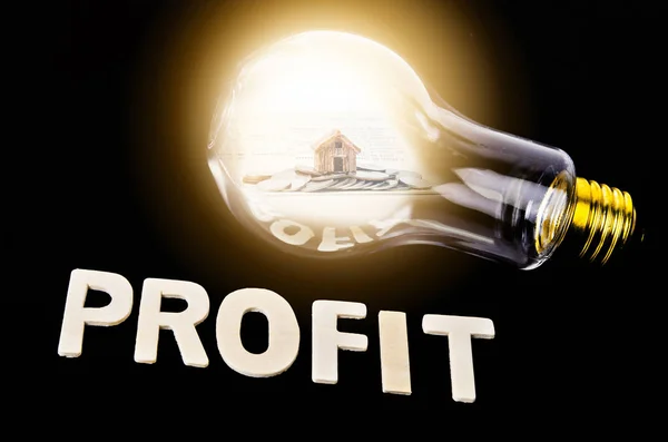 Profit Glowing light bulb. — Stock Photo, Image