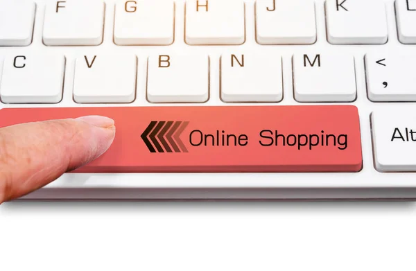 Keyboard space bar red with Online shopping. — Stock Photo, Image