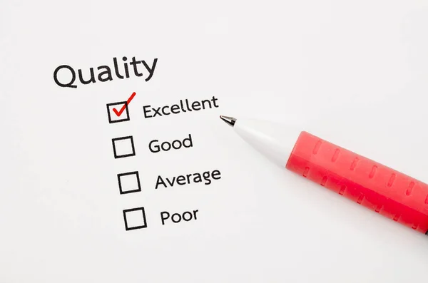 Quality control form with red marker. — Stock Photo, Image