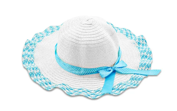 Belle chapeau de plage bleu femmes . — Photo