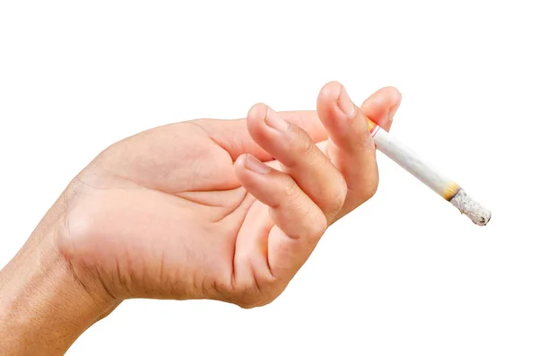 Isolated man hand holding cigarette. — Stock Photo, Image