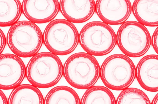 Rec Preservativo sobre branco — Fotografia de Stock