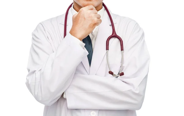 Doctor with stethoscope isolated on white. — Stock Photo, Image