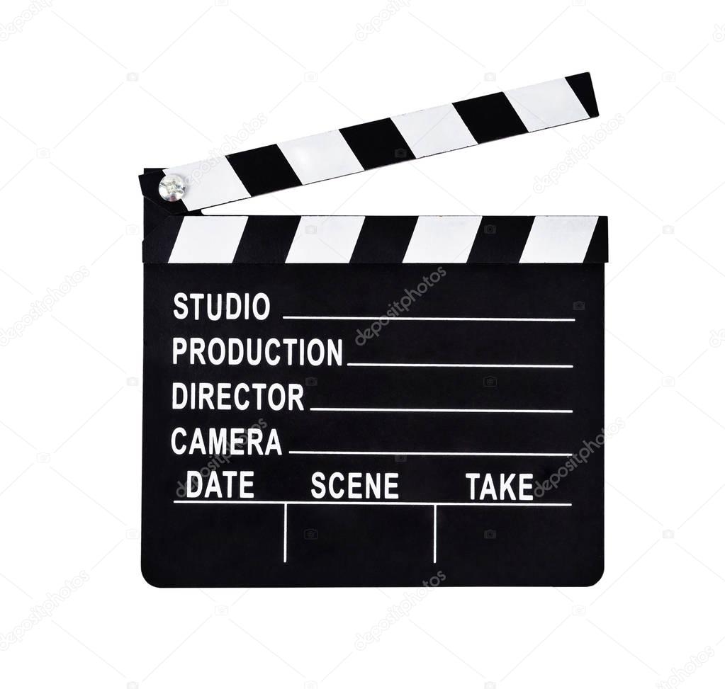 An isolated shot of a studio clapboard for film production.