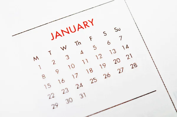 Página del calendario de enero . —  Fotos de Stock
