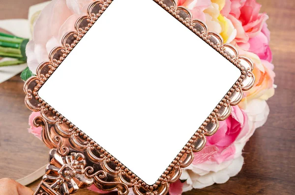 Krásné růžové zlaté zrcadlo. — Stock fotografie