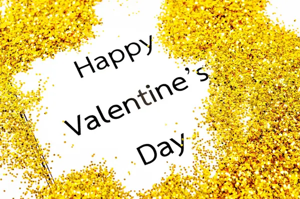 Feliz día de San Valentín texto con brillo de oro . — Foto de Stock