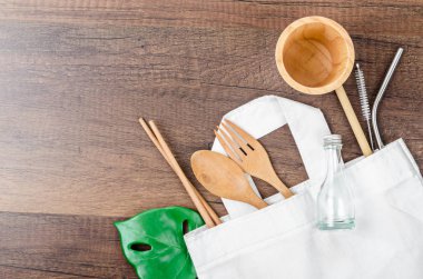 Çevre dostu ve yeniden kavram. Üst görünüm veya düz döşeme