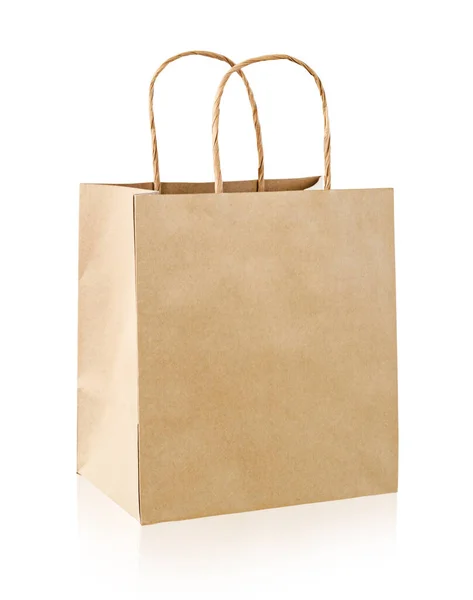 Vintage Paper Bag Isolated White Background Clipping Path — Stock Photo, Image