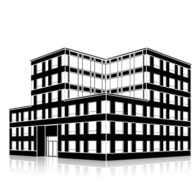 bir giriş ve yansıma ile siluet ofis binası