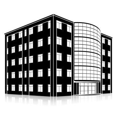 bir giriş ve yansıma ile siluet ofis binası