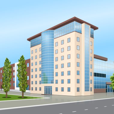 giriş ve bir yansıma ile ofis binası