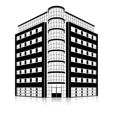 bir giriş ve yansıma ile siluet ofis binası