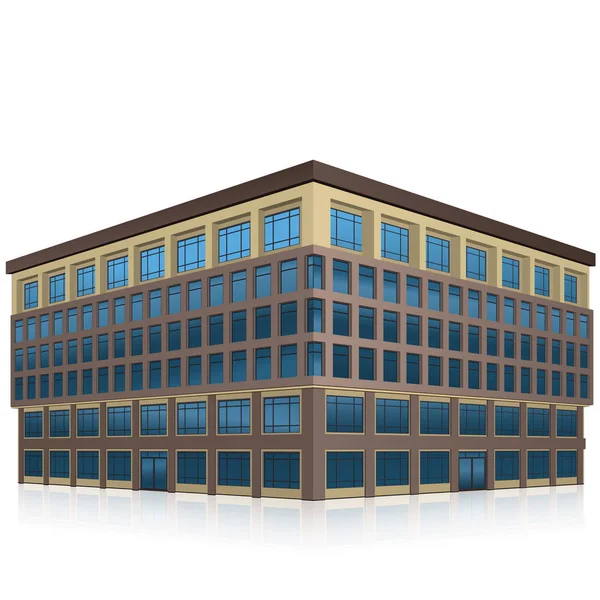 Edificio de oficinas con entrada y reflexión — Vector de stock