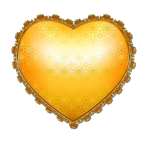 Coeur avec dentelle d'or et ombre — Image vectorielle