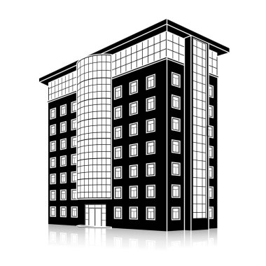 bir giriş ve yansıma ile siluet ofis binası