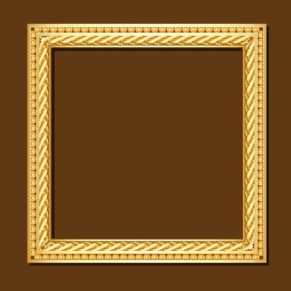 Frame gold color with shadow — Stock Vector