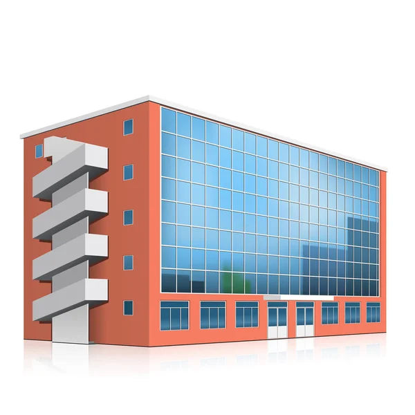 Edificio de oficinas con entrada y reflexión — Vector de stock