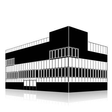 bir giriş ve yansıma ile siluet ofis binası