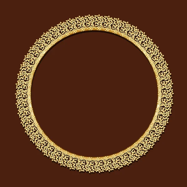 Round frame gold color with shadow — Stock Vector