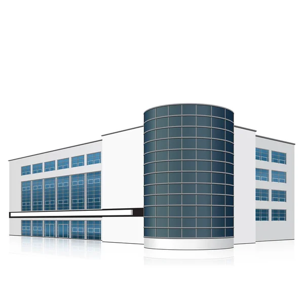 Edificio de oficinas con entrada y reflexión — Vector de stock