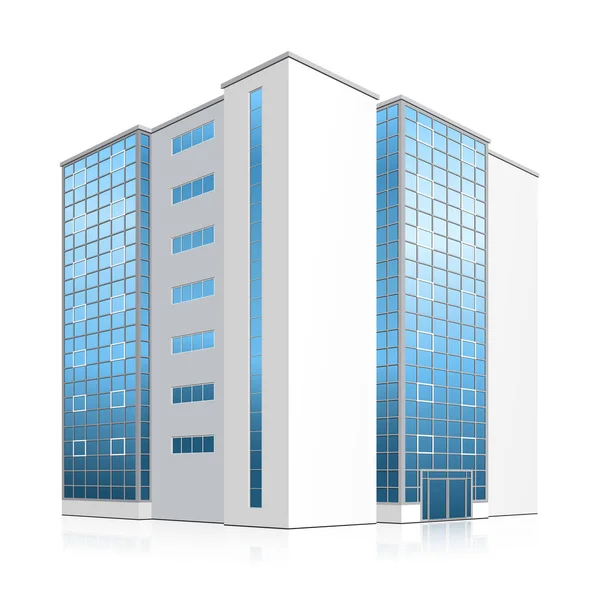 Immeuble de bureaux avec entrée et réflexion — Image vectorielle