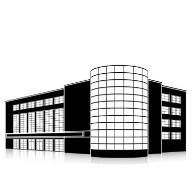 bir giriş ve yansıma ile siluet ofis binası