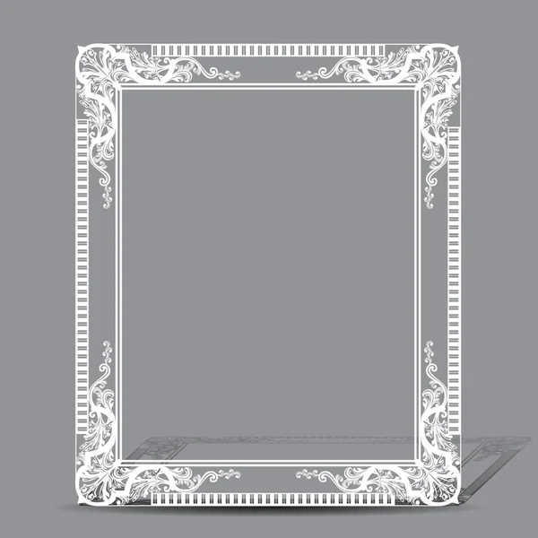 Carved vintage frame made of paper photo with shadow — Stock Vector