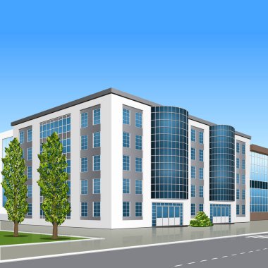 giriş ve bir yansıma ile ofis binası