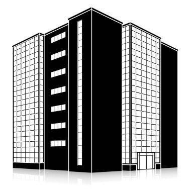 bir giriş ve yansıma ile siluet ofis binası