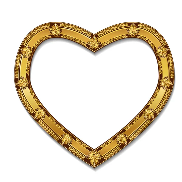Marco en forma de corazón color oro con sombra — Archivo Imágenes Vectoriales