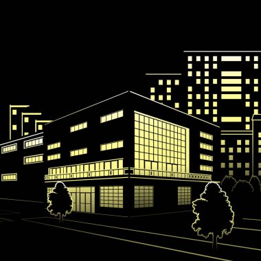 Silhouette binaları ve sokakları geceleri