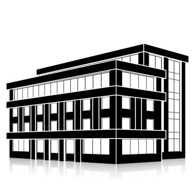 bir giriş ve yansıma ile siluet ofis binası 