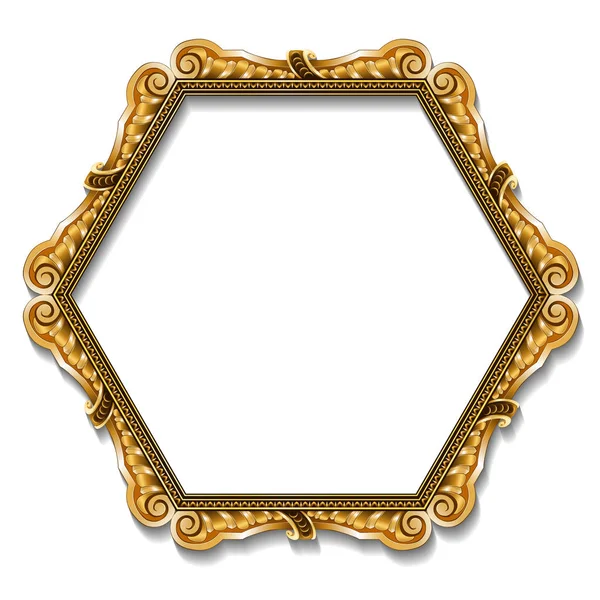 Frame gold color with shadow — Stock Vector