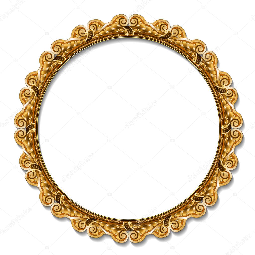 Round frame gold color with shadow — Stock Vector © M.Svetlana #142550257
