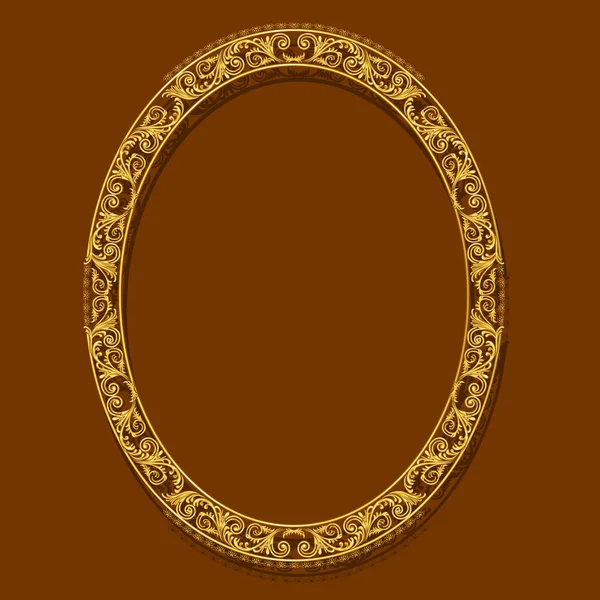 Oval frame gold color with shadow — Stock Vector