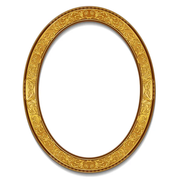 Oval frame gold color with shadow — Stock Vector