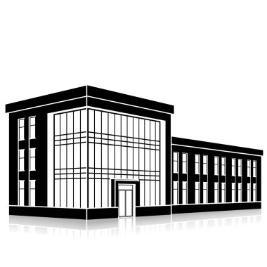 bir giriş ve yansıma ile siluet ofis binası