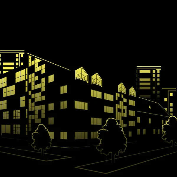 Silueta budov a ulic v noci — Stockový vektor