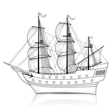 Vintage gemi yelken ve yansıma ile