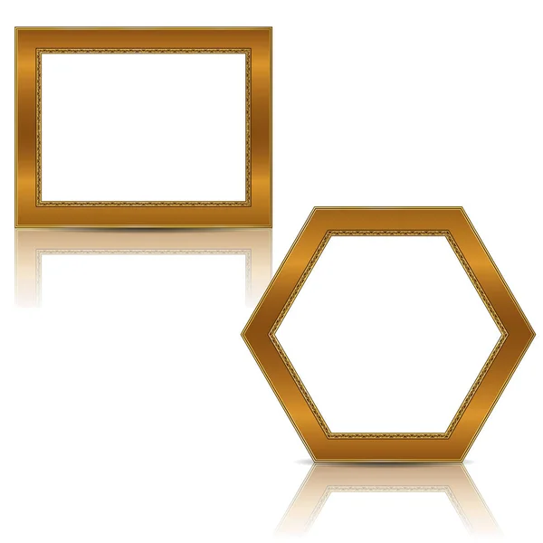 Frames gouden kleur met schaduw — Stockvector