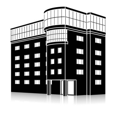 bir giriş ve yansıma ile siluet ofis binası 