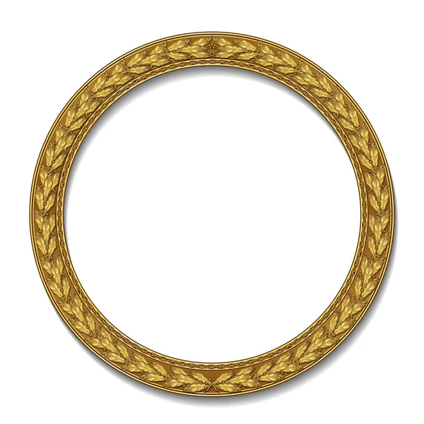 Round frame gold color with shadow — Stock Vector