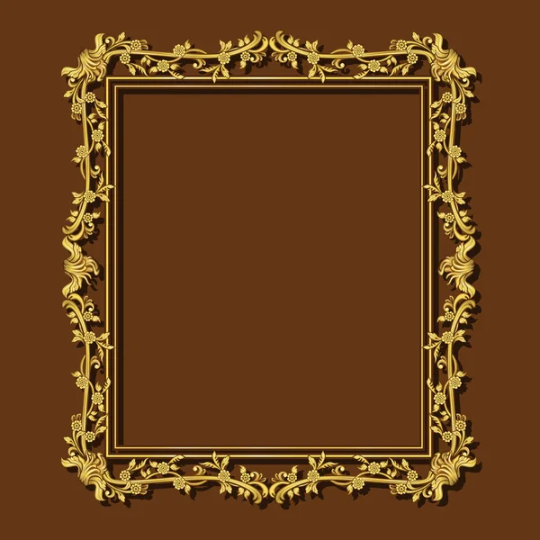 Frame gold color with shadow — Stock Vector