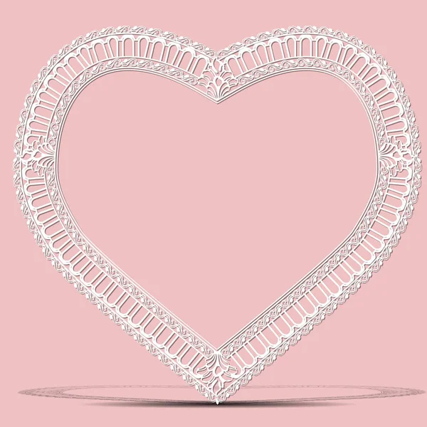 Forma de marco vintage tallado de corazón con sombra — Vector de stock