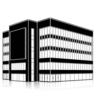 bir giriş ve yansıma ile siluet ofis binası 